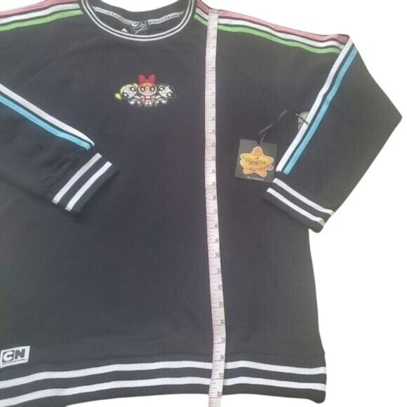 The Powerpuff Girls womens rainbow sweatshirt crewneck Long Sleeve Black Sz LG - Picture 6 of 15